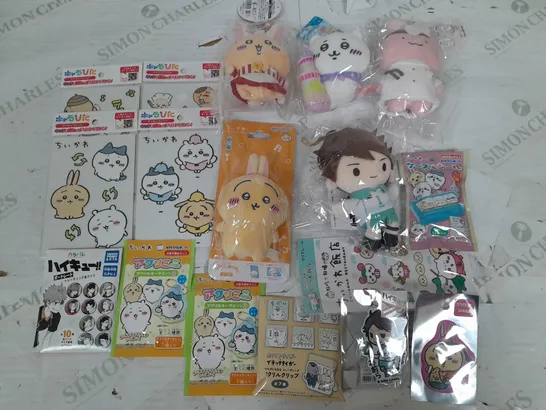 LOT OF 17 ASSORTED KAWAII THEMED STICKERS AND PLUSHIE ITEMS