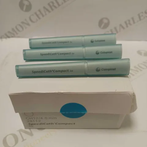 BOX OF APPROX 30 COLOPLAST SPEEDICATH COMPACT EVE 28112 CH12/4.0MM FEMALE COATED CATHETERS