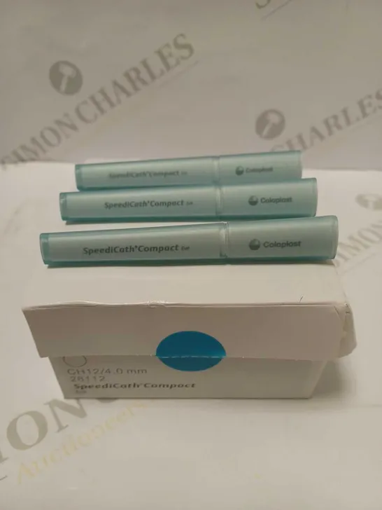 BOX OF APPROX 30 COLOPLAST SPEEDICATH COMPACT EVE 28112 CH12/4.0MM FEMALE COATED CATHETERS