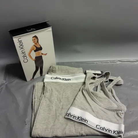 CALVIN KLEIN LADIES CROP TOP AND LEGGINGS SET GREY MARL L