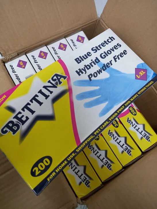 BOX OF 10 X BETTINA BLUE STRETCH GLOVES 