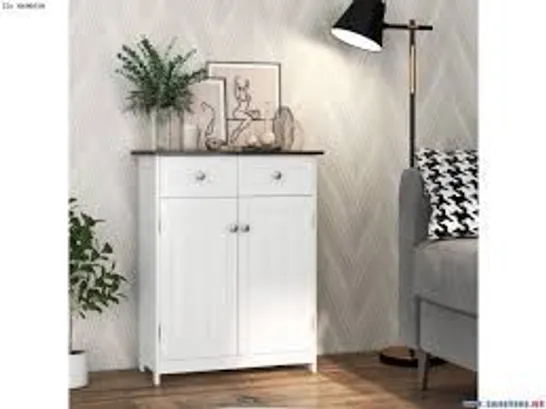 BOXED BATHROOM FLOOR CABINET WITH 2 DRAWERS AND 2 DOORS FOR KITCHEN ENTRYWAY-WHITE