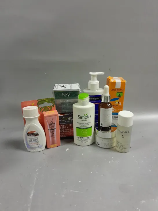 LOT OF 10 HEALTH AND BEAUTY ITEMS TO INCLUDE LA ROCHE-POSAY ANTHELIOS 50+ BABY LOTION (50ML), CAUDALIE VINOPERFECT ESSENCE GLYCOLIQUE (50ML), NO7 FUTURE RENEW NIGHT CREAM (50ML), ETC. 