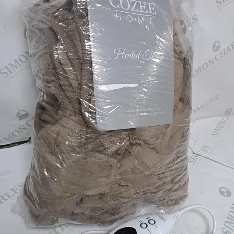 COZEE HOME HEATED BLANKET IN DARK TAUPE
