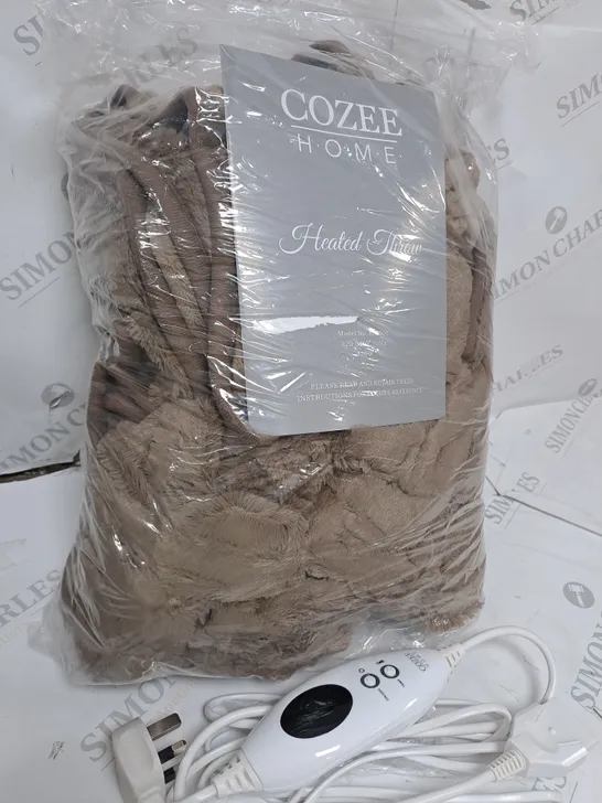 COZEE HOME HEATED BLANKET IN DARK TAUPE