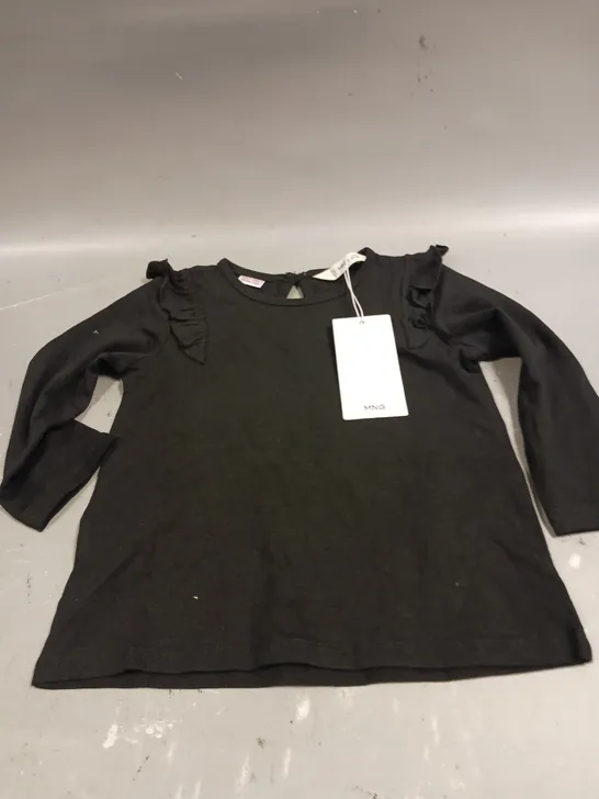 MANGO GIRLS LONG SLEEVE BLACK TOP - 9-12 MONTHS 