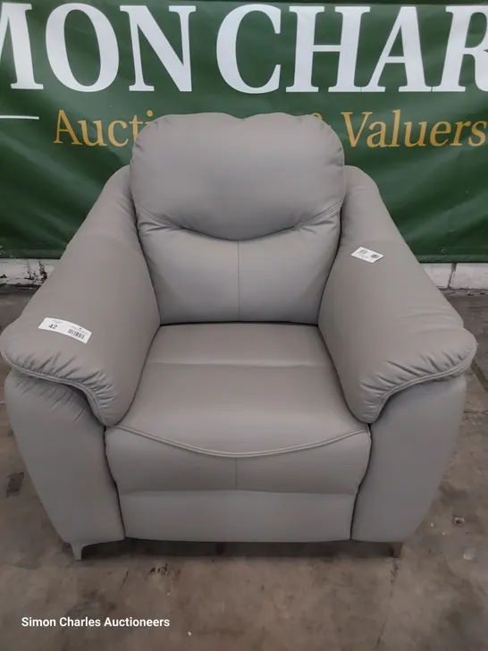 QUALITY BRITISH DESIGNER G PLAN JACKSON MANUAL RECLINING EASY CHAIR CAMBRIDGE GREY LEATHER 