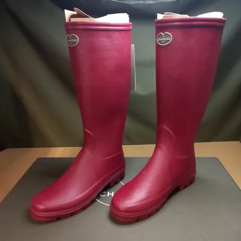 LE CHAMEAU RED IRIS WELLINGTON BOOTS - SIZE 6