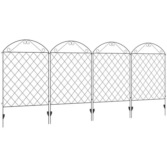 BOXED NIAS 110cm H X 348cm W BLACK METAL FENCE PANEL (2 BOXES)