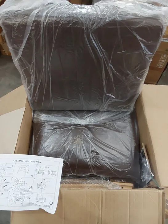 BOXED UNBRANDED BROWN LOUNGE WOODEN CHAIR 