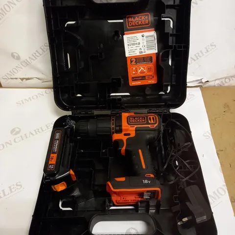 BLACK+DECKER 18 V CORDLESS 2-GEAR COMBI HAMMER DRILL POWER TOOL (BCD70051K)