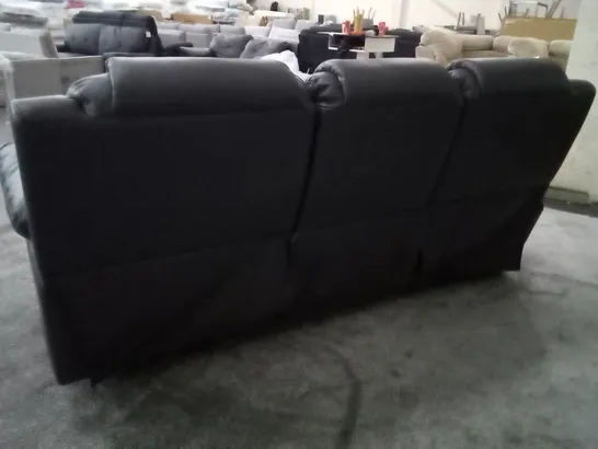 QUALITY DESIGNER VANCOUVER GREY FAUX LEATHER MANUAL RECLINING THREE SEATER SOFA (MIDDLE SEAT COLLAPSED)