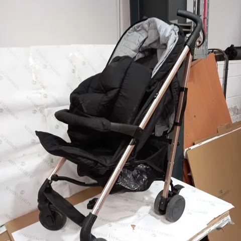 MY BABIIE BILLIE FAIERS MB51 ROSE GOLD BLACK AND GREY QUILTED STROLLER