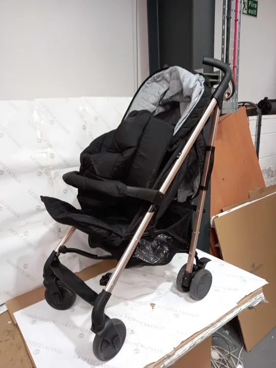 MY BABIIE BILLIE FAIERS MB51 ROSE GOLD BLACK AND GREY QUILTED STROLLER RRP £169.99