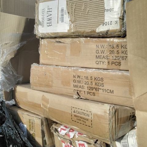 PALLET OF ASSORTED ITEMS INCLUDING BOXED FLATPACK DESKS, EASY POP-UP CANOPY
