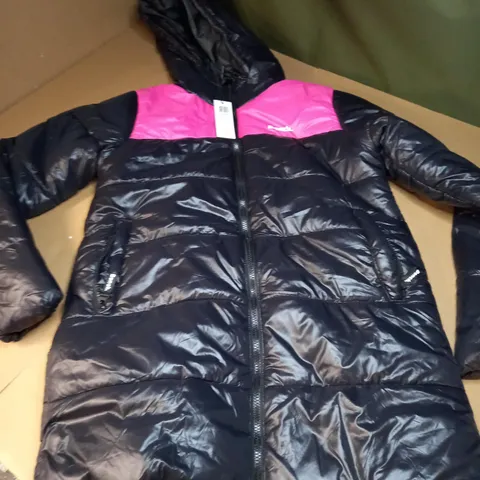 BENCH HELENA PUFFER EFFECT COAT IN BLACK AND PINK, LADIES SIZE 12