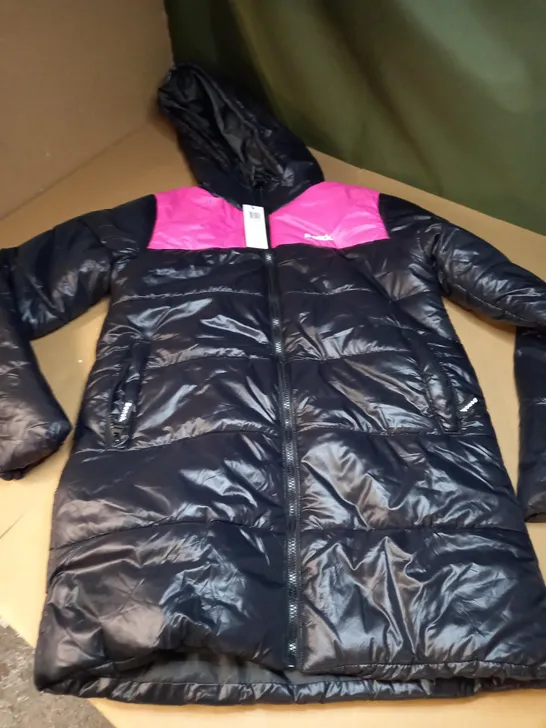 BENCH HELENA PUFFER EFFECT COAT IN BLACK AND PINK, LADIES SIZE 12