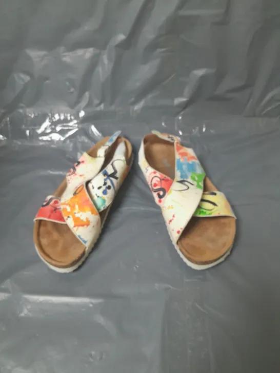 ADESSO EMMIE CROSS STRAP SANDALS YELLOW MULTI SIZE 6