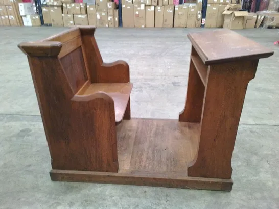 VINTAGE CLERGY CHAIR PEW BENCH WITH TEXT STAND AND PRAYER SPACE