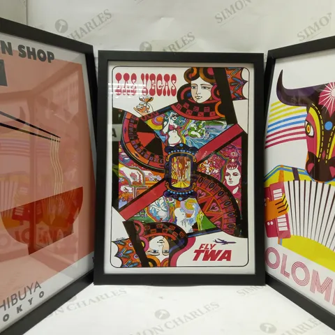 LOT OF 3 ASSORTED FRAMED ART PRINTS 