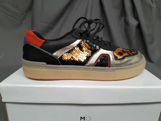 BOXED PAIR OF MODA IN PELLE BELGRAVE PRINT SEQUIN TRAINERS - SIZE 6