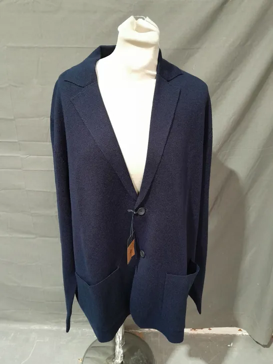 CHARLES TYRWHITT NAVY BLUE PURE MERINO BUTTON BLAZER - XXL