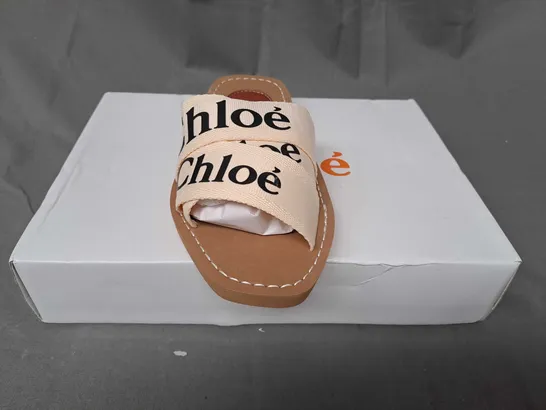 BOXED PAIR OF CHLOE OPEN TOE SANDALS IN BEIGE EU SIZE 37