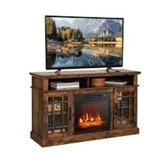 BOXED COSTWAY 1400W ELECTRIC FIREPLACE WITH MANTEL FOR TVS UP TO 55 INCHES-BROWN