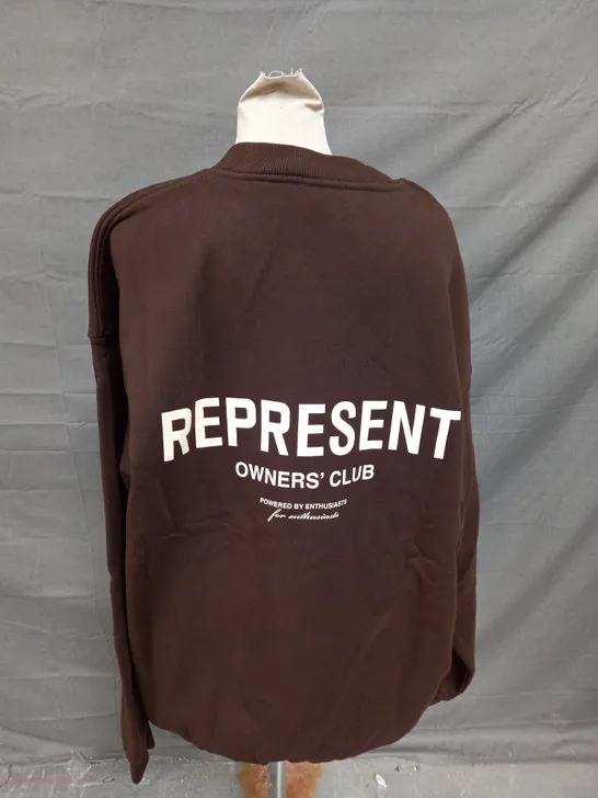 REPRESENT OWNERS CLUB BROWN HEAVY WEIGHT SWEATSHIRT - LARGE