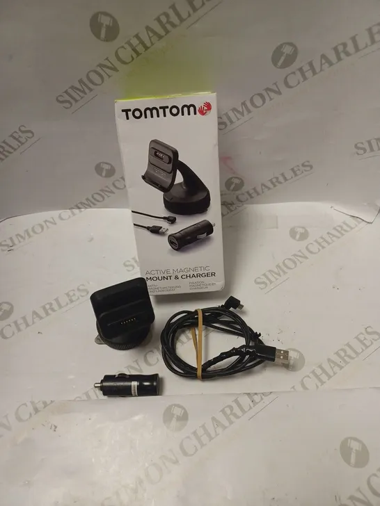 TOMTOM ACTIVE MAGNETIC MOUNT AND CHARGER WITH CAR POWER ADAPTOR AND CABLE 