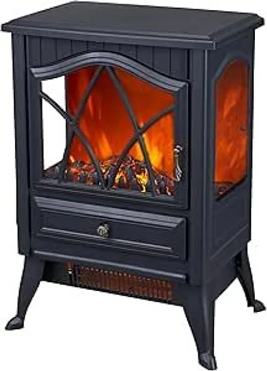 BOXED NEO FREESTANDING ELECTRIC FIRE HEATER WITH REALISTIC FIRE EFFECT - BLACK (1 BOX)