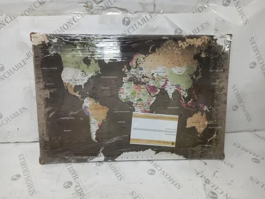 BOXED LANAKK WORLD MAP GRAPHIC ART ON CANVAS 40X60CM 