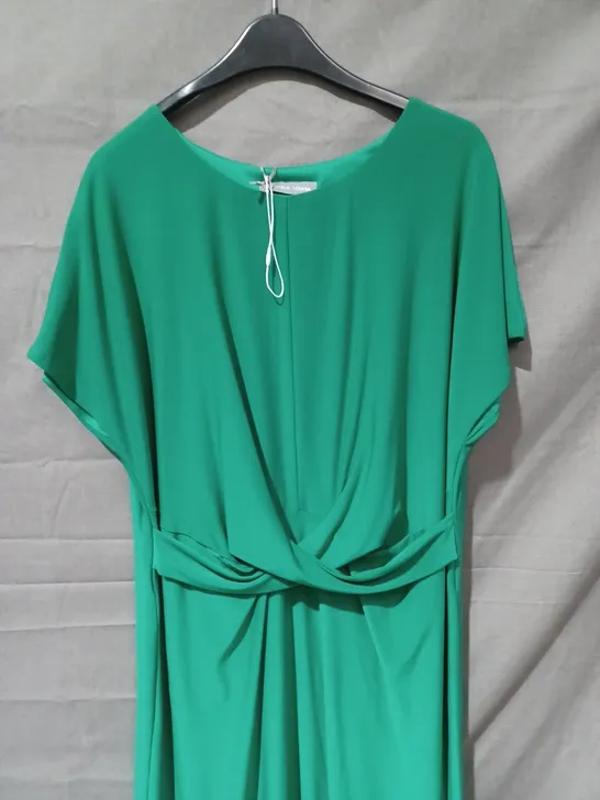 MICHAELA LOUISA FRONT TIE ROUND NECK DRESS (8726) IN EMERALD GREEN - UK 16