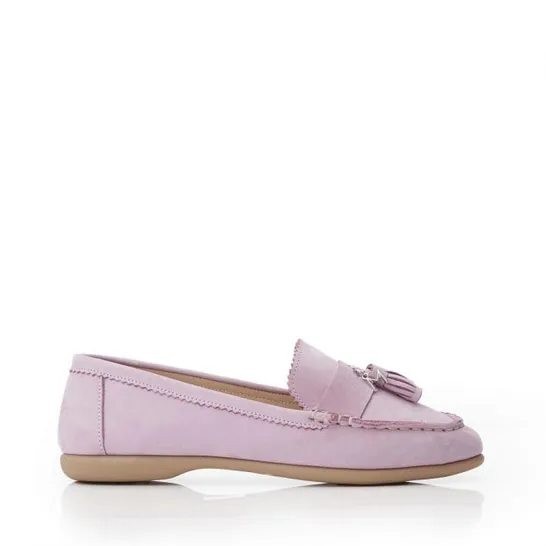 BOXED PAIR OF MODA IN PELLE ESTINA LOAFERS IN LILAC SIZE 7