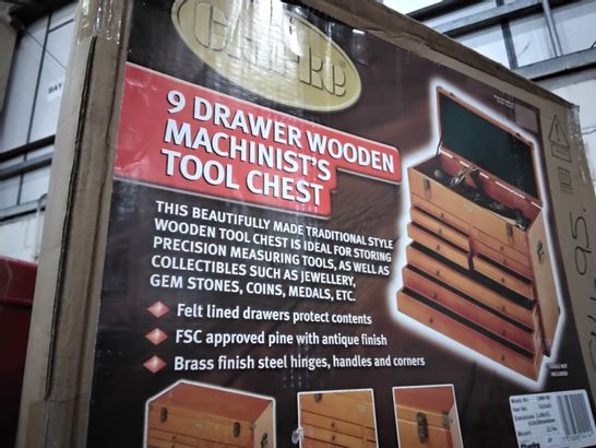9 DRAWER WOODEN MACHINISTS TOOL CHEST