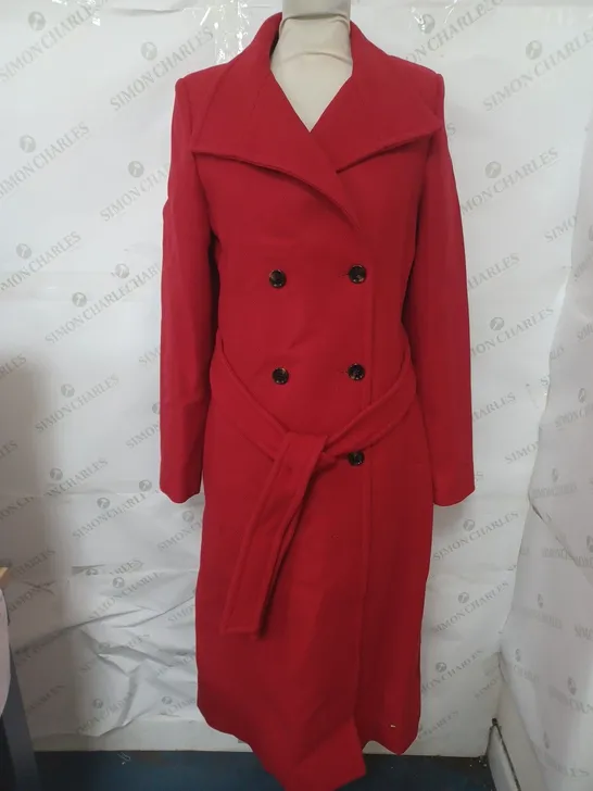 MNG LONG BELTED COAT IN RED SIZE S