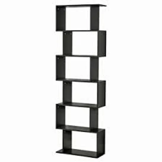 BOXED URBAN LIVING 6 TIER S SHAPED BOOKCASE - BLACK