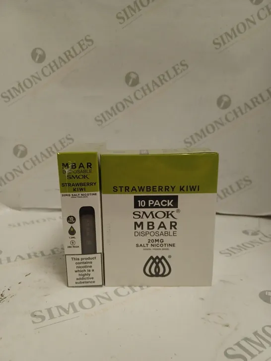 BOXED 1 PACK OF 10 SMOK M BAR DISPOSABLE VAPES - STRAWBERRY KIWI.