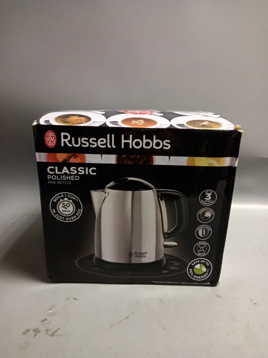 BOXED RUSSELL HOBBS CLASSIC POLISHED MINI KETTLE