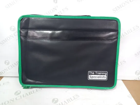 THE TRAINING SPECIALISTS LAPTOP CARRY CASE IN BLACK/GREEN