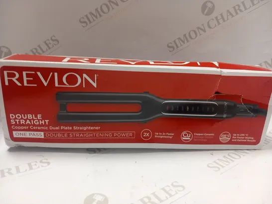 BOXED REVLON DOUBLE STRAIGHT COPPER CERAMIC DUAL PLATE STRAIGHTENER