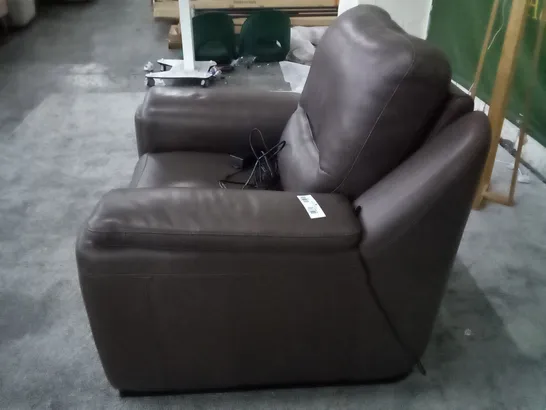 QUALITY ITALIAN DESIGNER AVOLA NEW ELECTRIC RECLINER CHAIR - CHOCOLATE LEATHER 