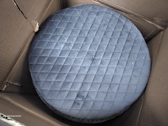 BOXED DESIGNER DARK GREY QUILTED FABRIC STORAGE FOOTSTOOL 