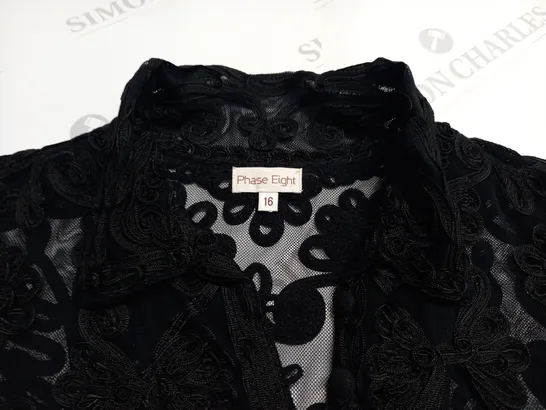 PHASE EIGHT BLACK EMBELLISHED NET SHIRT - 16