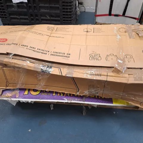 PALLET OF ASSORTED ITEMS TOO INCLUDE A TRAMPOLINE AND EXERCISE BIKE 