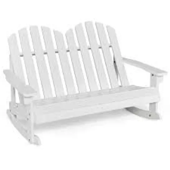 BOXED COSTWAY 2 PERSON ADIRONDACK ROCKING CHAIR WITH SLATTED SEAT IN WHITE (1 BOX)