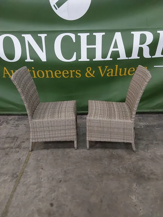 SET OF 2 DESIGNER GREY RATTAN DINING CHAIRS