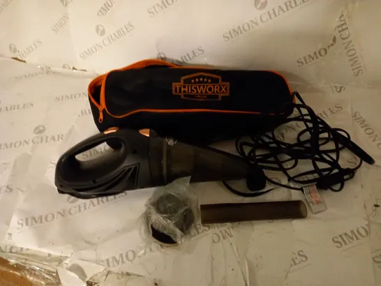 THISWORX 12 VOLT CAR VACUUM, IN SOFT CARRY BAG WITH ACCESSORIES