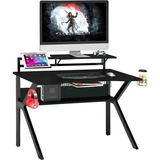 BOXED NEO 3 TIER BLACK GAMING COMPUTER DESK 