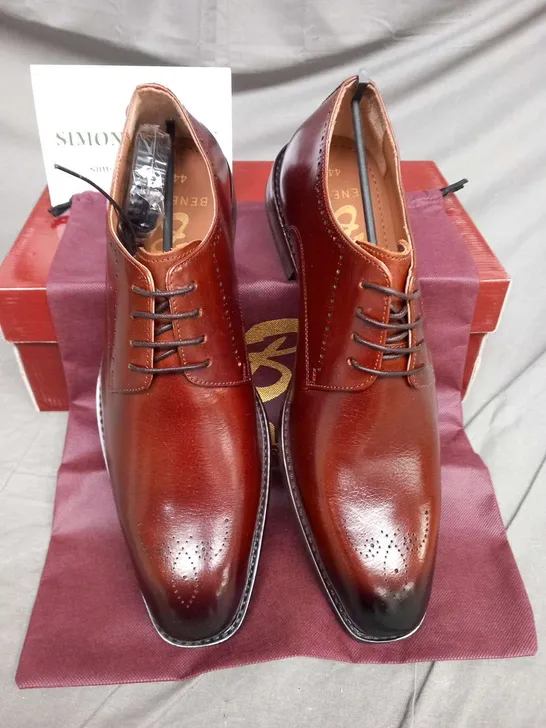 BRAND NEW BOXED BENETTI THOMAS COGNAC LEATHER SHOES SIZE 43